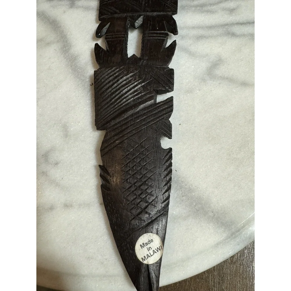 Hand Carved Ebony Fish Form Comb NWT. Made In Malawi